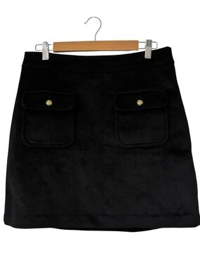 LOFT Black Wool Blend Velvet Skirt